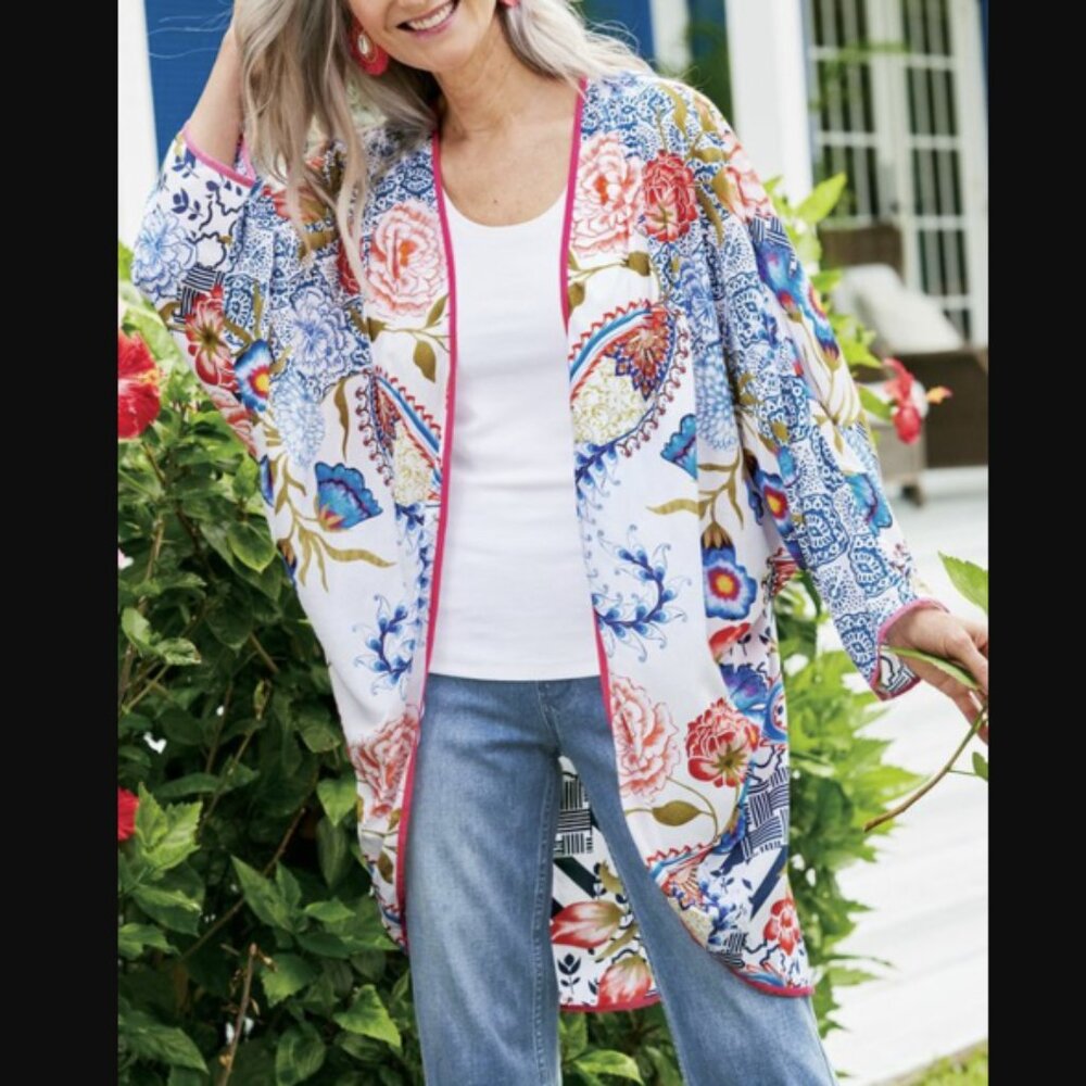 Soft Surrounding Josiane Kimono Duster size PL/PXL Colorful Artsy Vacation